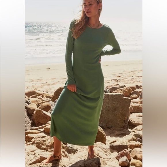 NWT FP BEACH Free People Aubre Open-Back Essential Maxi Dress Mermaid Green Sz L - Picture 11 of 12